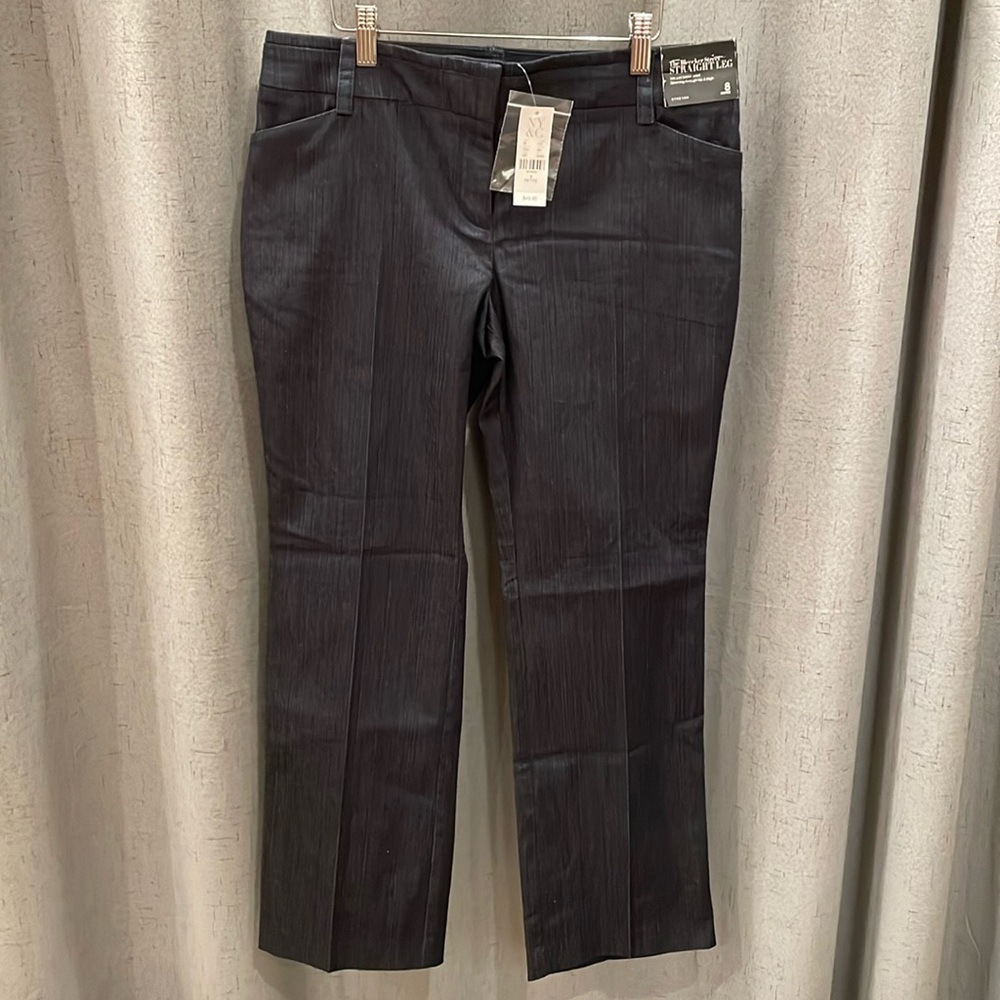 NWT New York & Company Dress Trouser Slacks Navy  Blue 8 Petite Straight leg